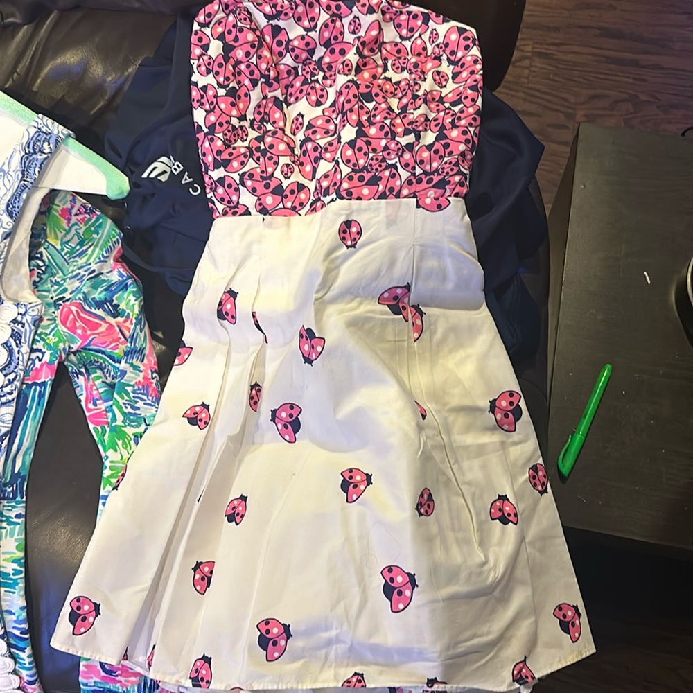 Lilly Pulitzer White Ladybug Garden Felicity Resort Strapless Smocked Dress Sz 0